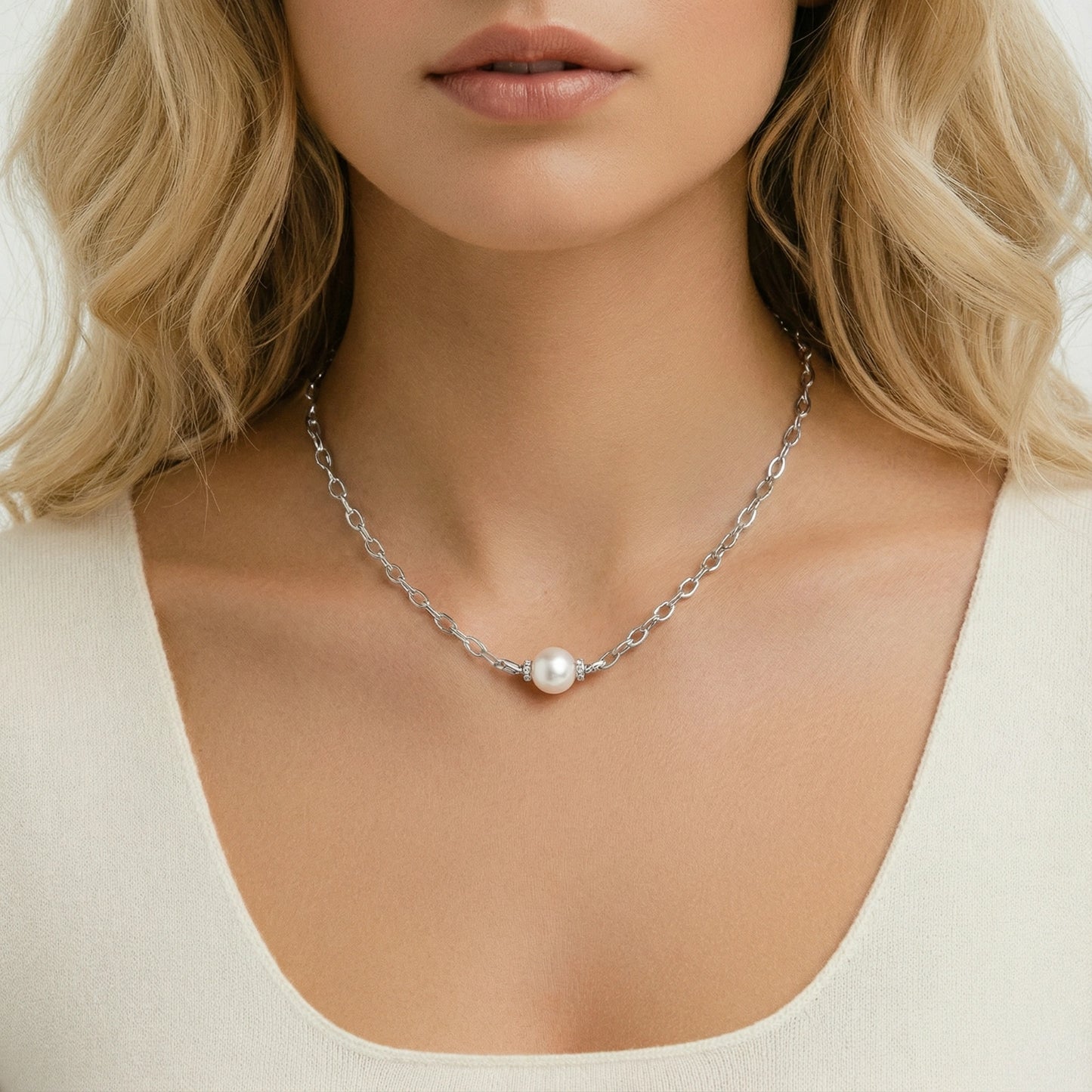 Luna Pearl Chain Necklace | Fayvora