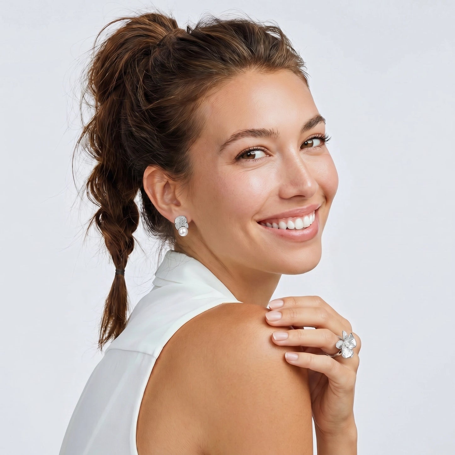 Luna Pearl Dome Studs | Fayvora