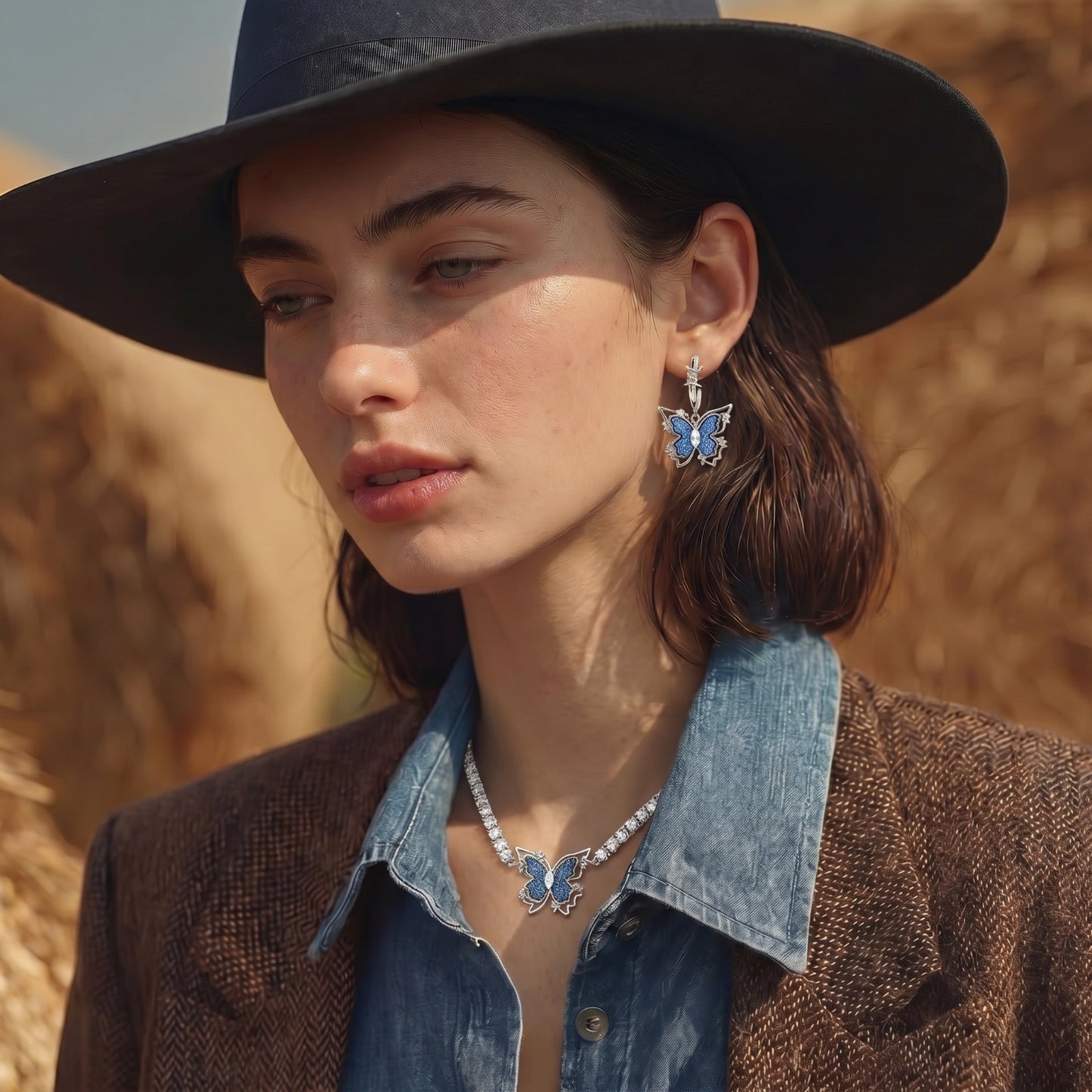 Blue Butterfly Drop Earrings | Fayvora