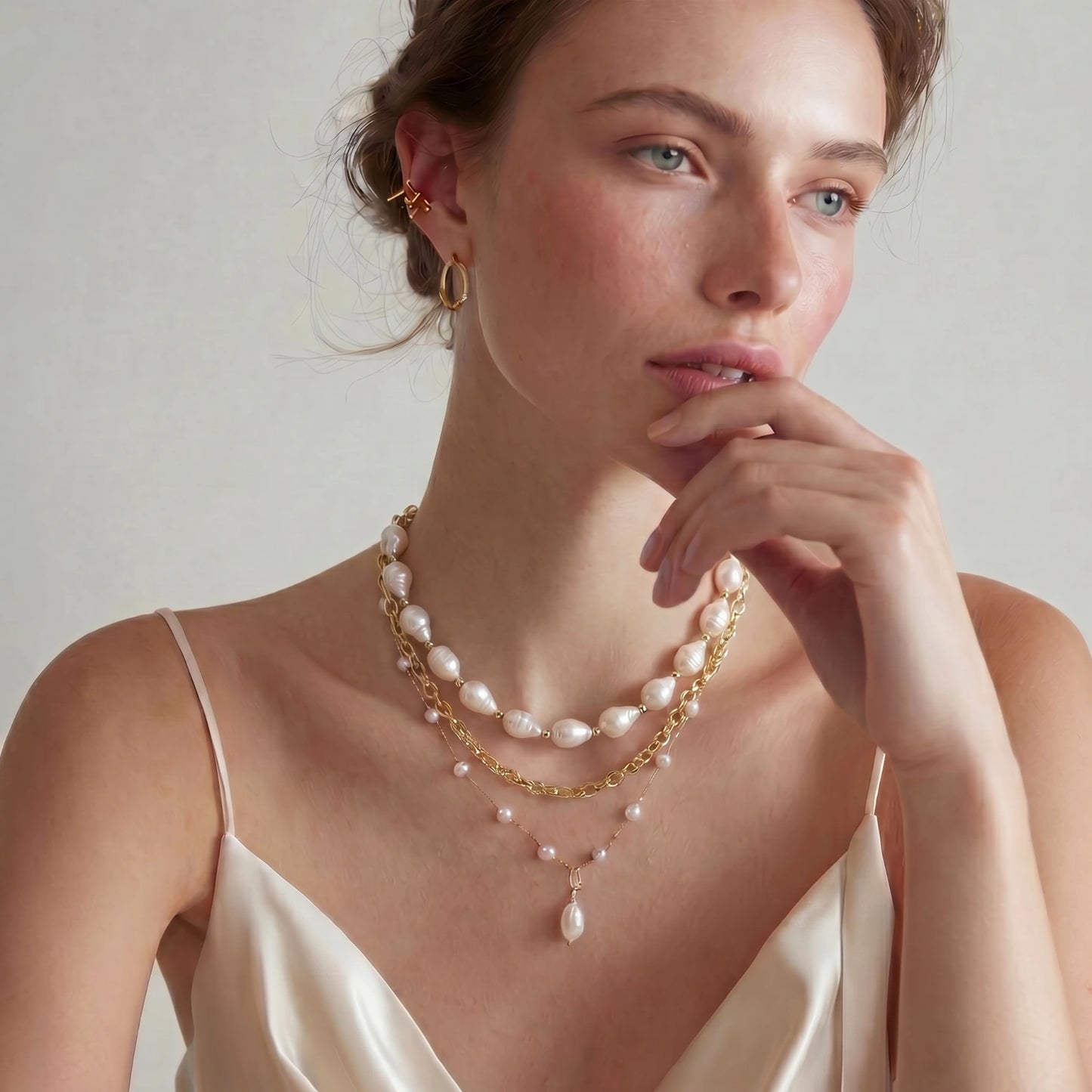 Golden Pearl Layers Necklace | Fayvora