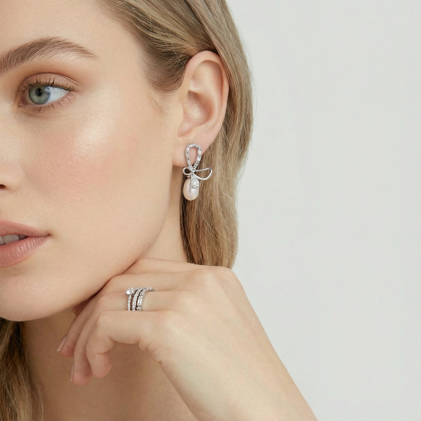 Crystal Bow Pearl Drops | Fayvora
