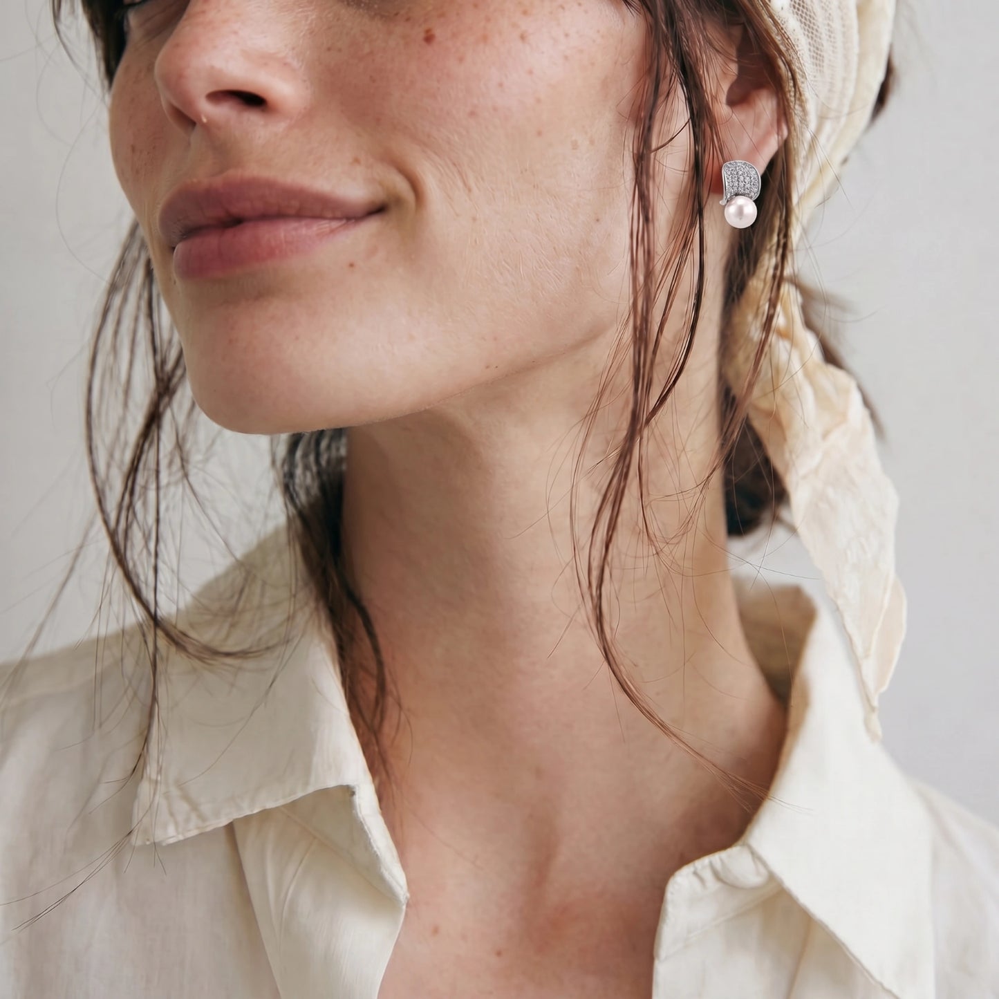 Luna Pearl Dome Studs | Fayvora